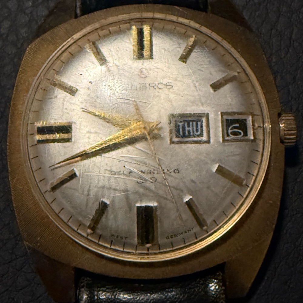 1960s Vintage Men's Helbros Day & Date Wristwatch Vintage Gold Watch